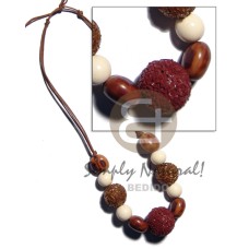15mm buffed white wood beads with rubber