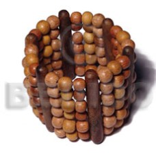 elastic 6 rows 8mm wood beads bayong, nangka and rosewood
