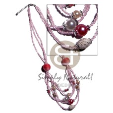 5 rows graduated multilayered light pink beads