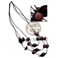 3 graduated rows dark brown wax cord