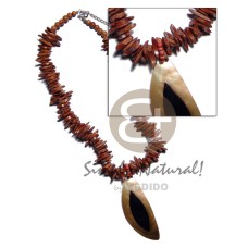 reddish brown coco chips with 60mmx30mm mother of pearl shell (MOP)