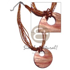 7 rows golden brown cut glass beads with