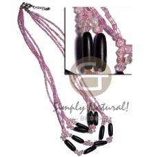 4 rows pink cut beads with carabao