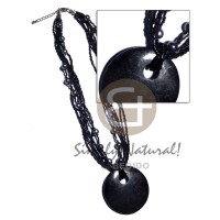 6 rows black glass beads with pearl