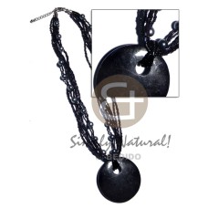6 rows black glass beads with pearl
