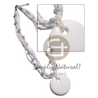 6 rows white glass beads with pearl
