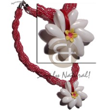 6 rows twisted pink glass beads with