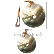 wax cord with 50mm disc blacklip pendant