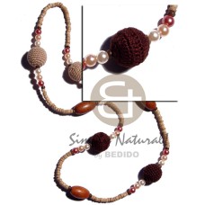4 5mm natural coco Pokalet with pearls beads,wood