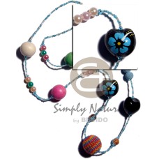 aqua blue cut beads with kukui nuts,