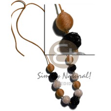 20mm 25mm round wrapped wood beads satin cord