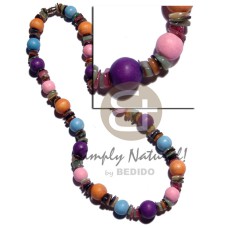 multicolored 10mm round. natural wood beads with