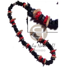 8mm black coco sq. cut with red