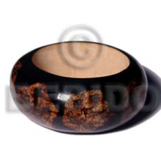 wood bangle with laminated mahogany leaf star