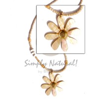 mother of pearl shell (MOP) flower pendant  2 3 heishe natural 