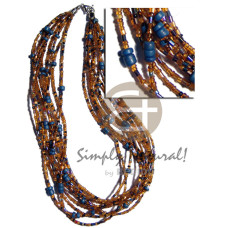 8 rows amber brown glass beads with