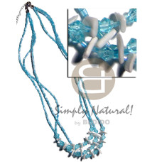 3 layers aqua blue glass beads with