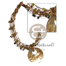 13 rows copper wire choker with green