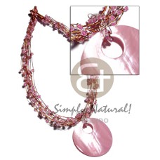 13 rows copper wire choker with pink