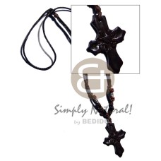 tribal carved 50mmx35mm wooden cross pendant