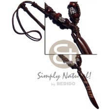 tribal carved 80mmx10mm wooden pendant with