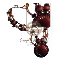 3 layers glass beads with wood beads