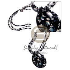 3 layers glass beads with 50mmx35mm oval