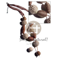 tassled asstd. rope wrapped wood beads and