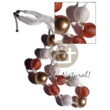 20mm wrapped wood bead with 25mm gold