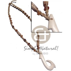 60mmx25mm carabao white bone hook pendant in