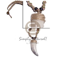 50mmx15mm cowrie shell fang pendant in macrame