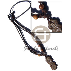 tribal wooden shield carved 44mmx25mm pendant with