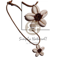 cowrie sigay shell flower with glass beads