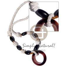 4 5mm white clam heishe with natural wood
