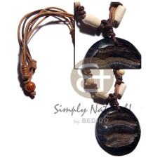 50mm round black carabao horn in braided