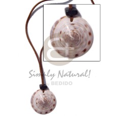 leather thong with round cunos shell with