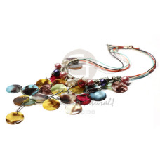 cleopatra dangling 20mm ( 23pcs.) multicolored hammershells with skin with metal and pearl beads accent i