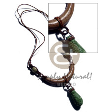 75mmx15mm bayong wood pendant with dangling stone