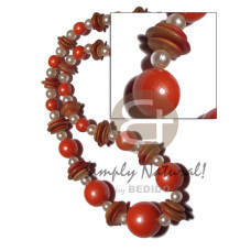 graduated wood beads 25mm 20mm 15mm 10mm in metallic orange