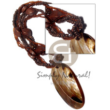 4 layers intertwined brown glass beads and
