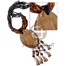 5 layers black glass beads with shell