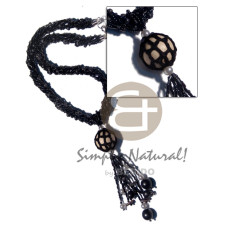 twisted 9 rows black cut beads and