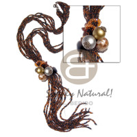 scarf necklace  7 rows golden black glass