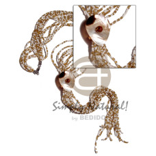 scarf necklace  7 rows golden white glass