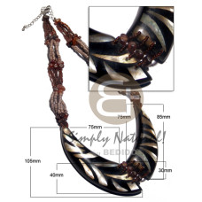 choker  2 3mm coco heishe glass bead amber horn