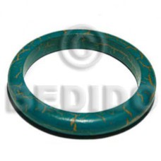 natural wood bangle in aquamarine and orange
