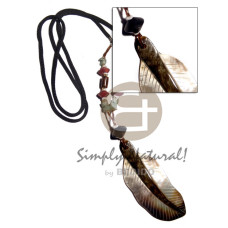 corded 95mmx35mm blacklip with skin leaf pendant