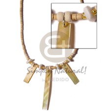 2 3 coco heishe natural with dangling mother of pearl shell (MOP)