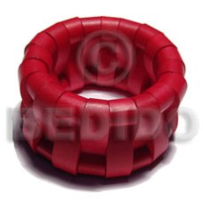elastic natural wood baluster bangle in red