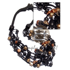 5 graduated layers black satin cord
